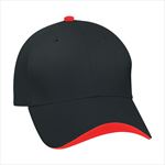 Black Cap with Red Top Button and Wave Sandwich